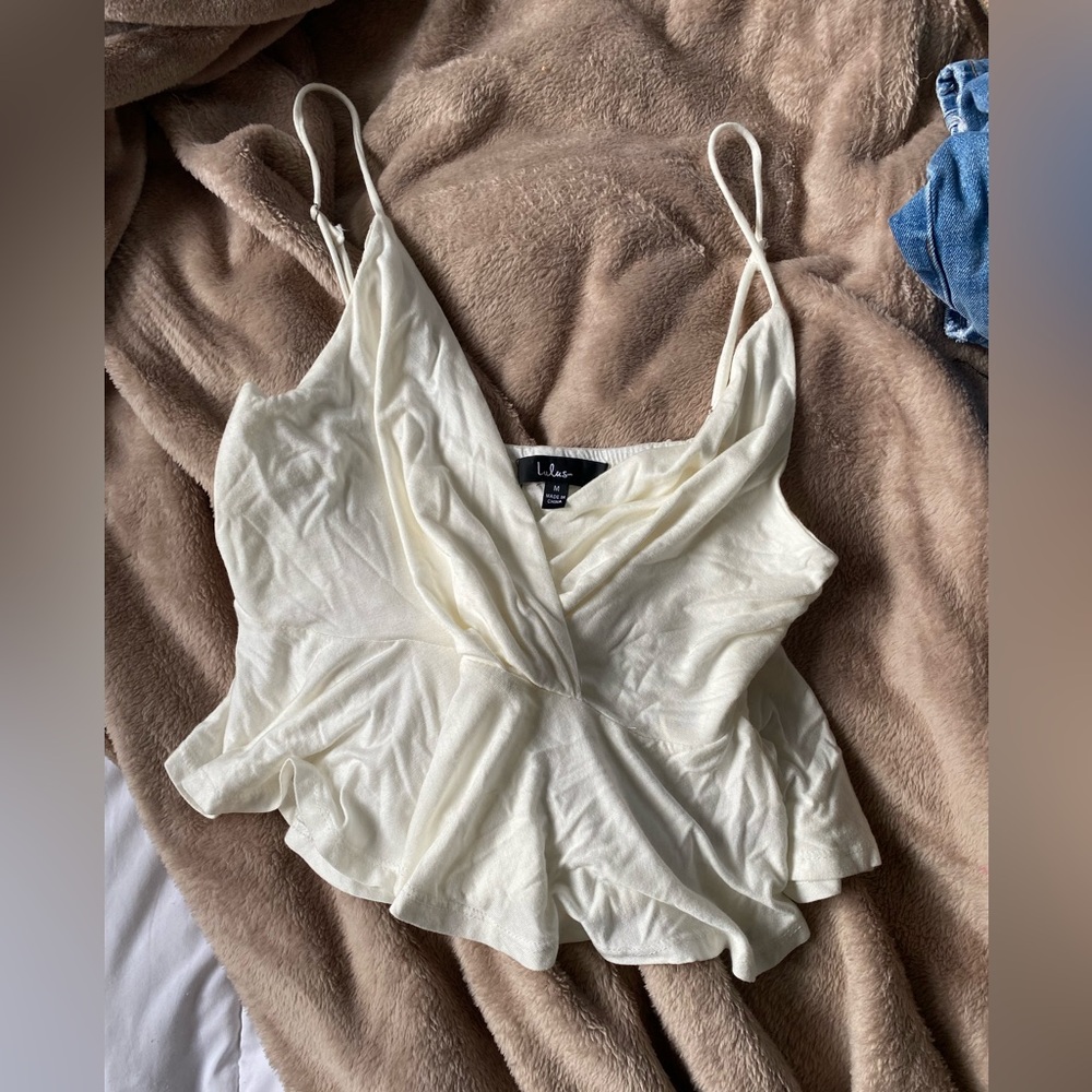 Lulu's Ivory Wrap Crop Tank